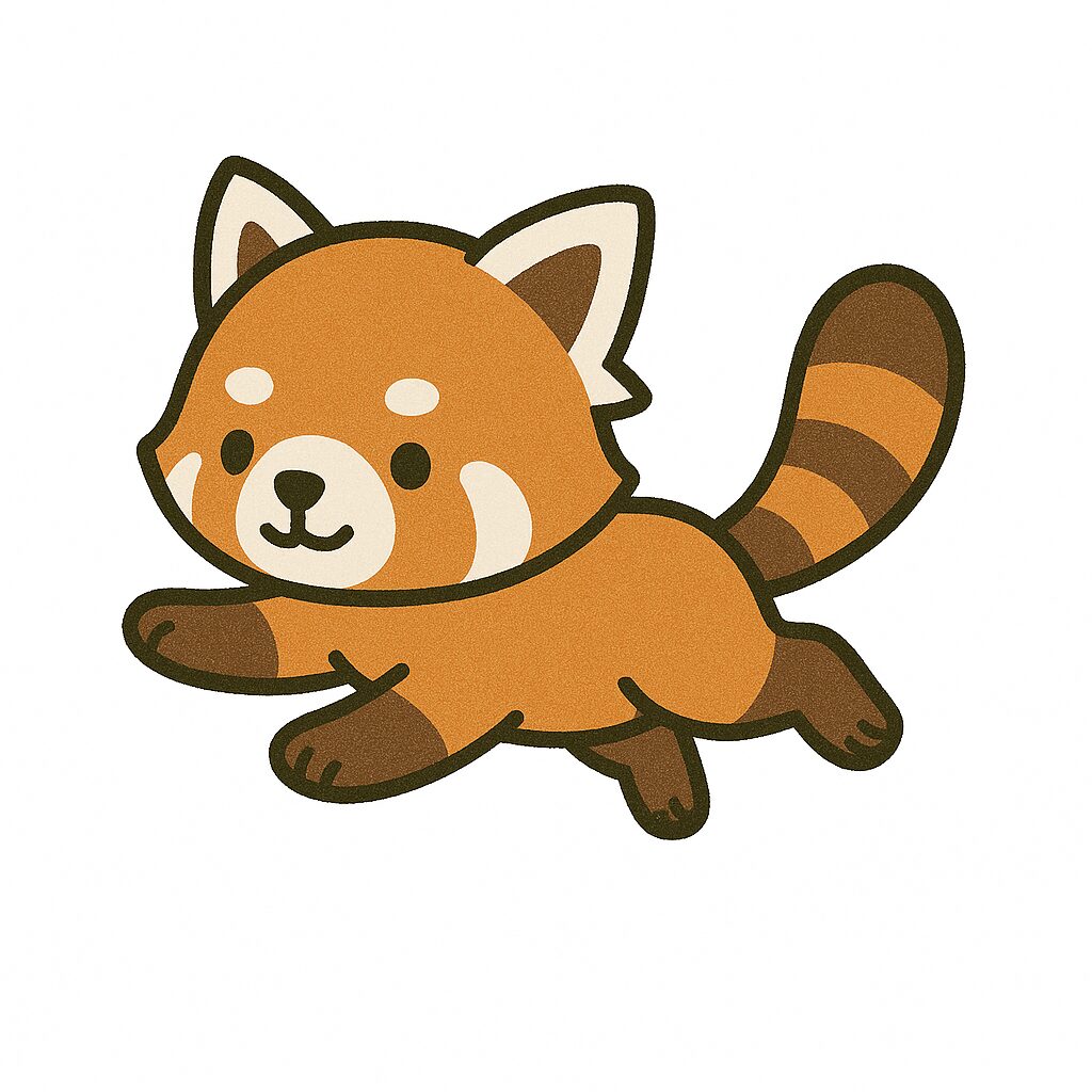 走る レッサーパンダ イラスト