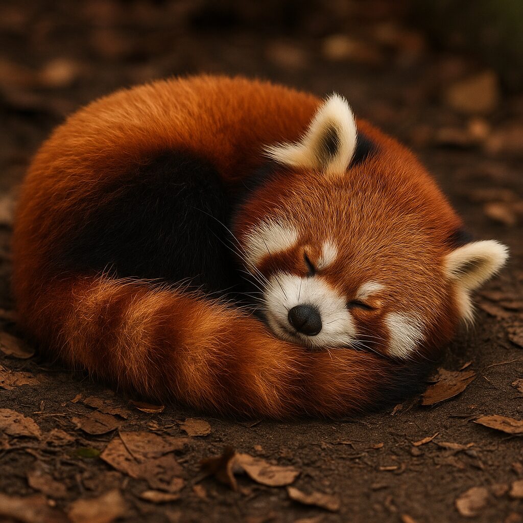 寝る レッサーパンダ