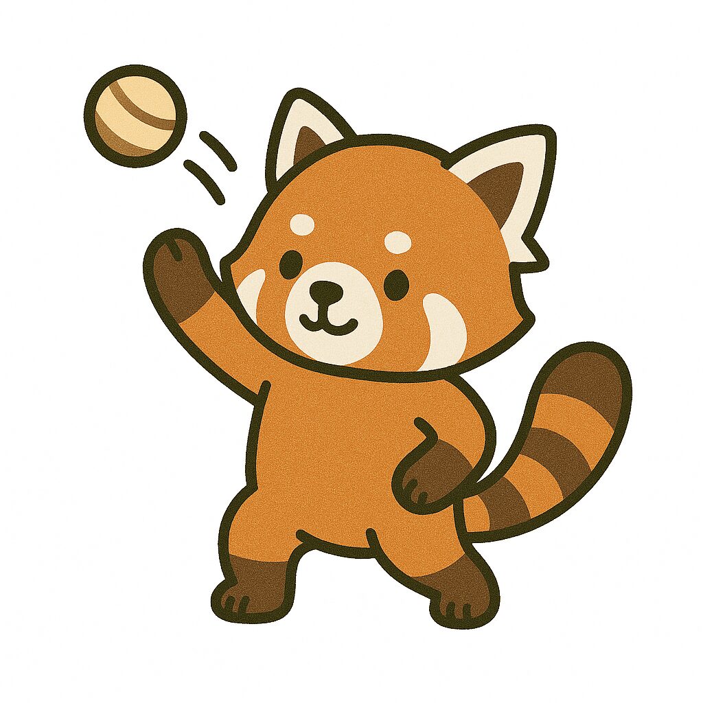 ボールを投げるレッサーパンダ イラスト