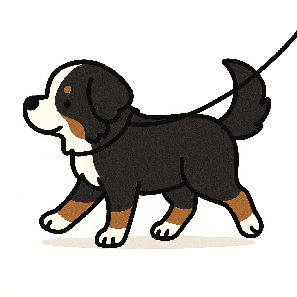 バーニーズマウンテンドッグ　イラスト（歩く）