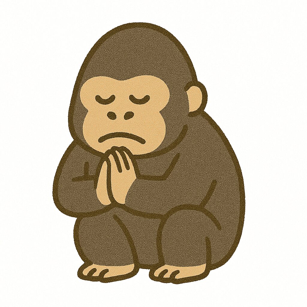 ゴリラ　イラスト　合掌