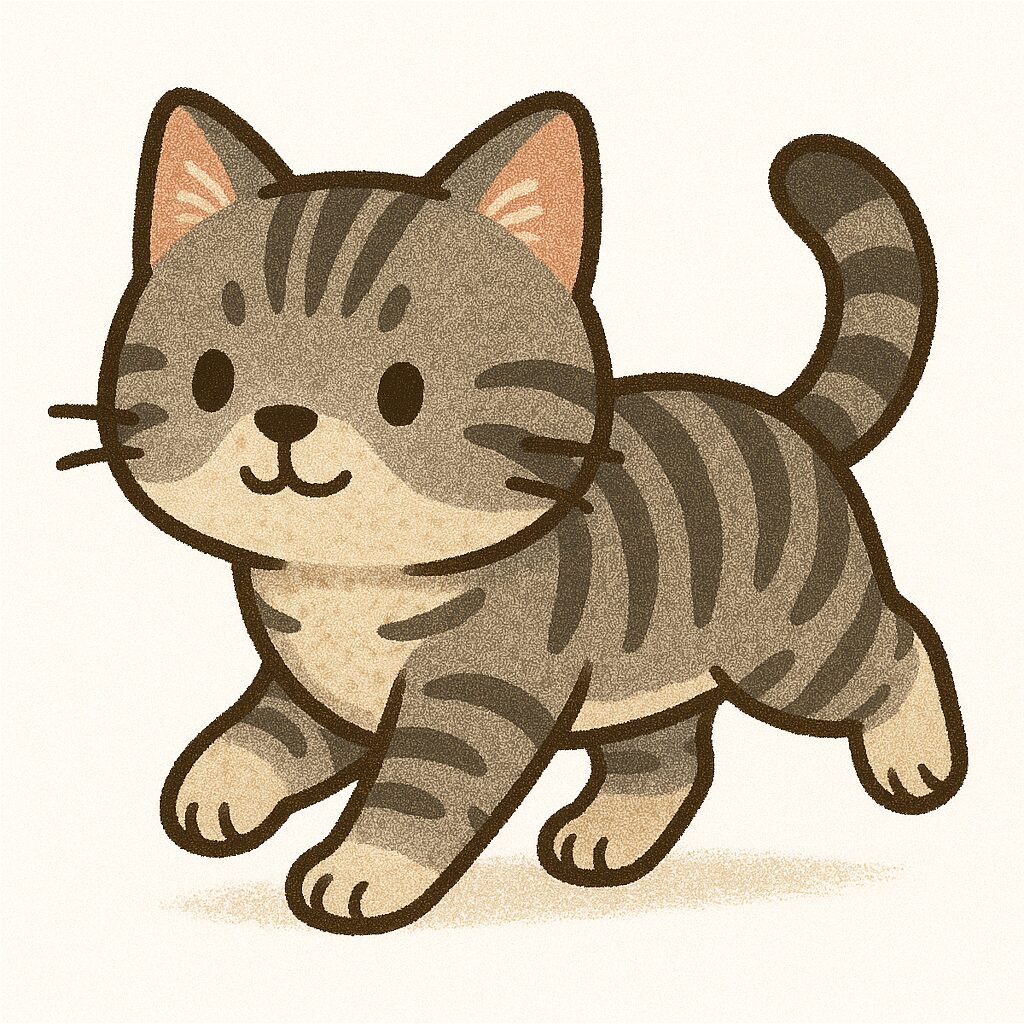 アメリカンショートヘア　イラスト　歩く