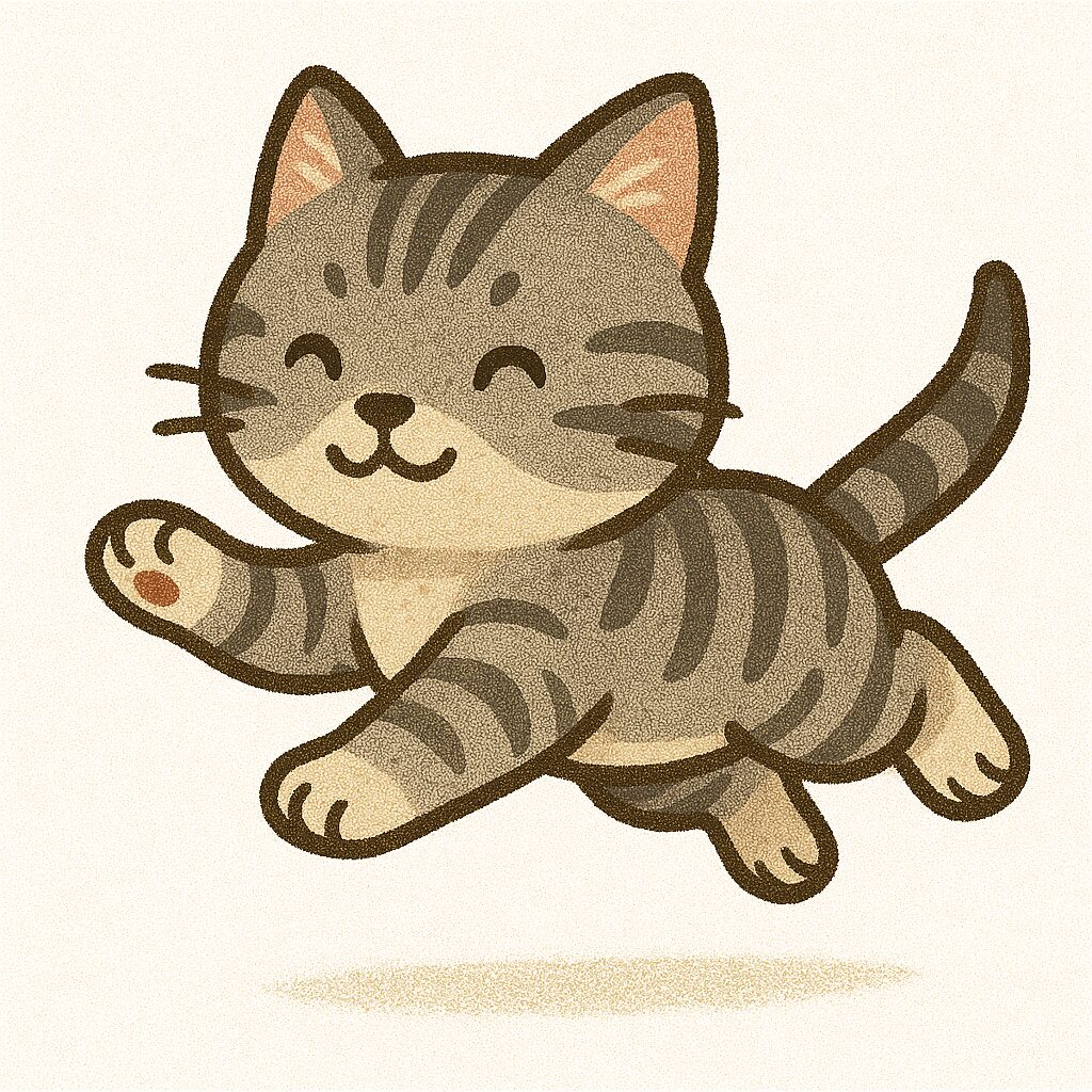 アメリカンショートヘア　イラスト　ジャンプ