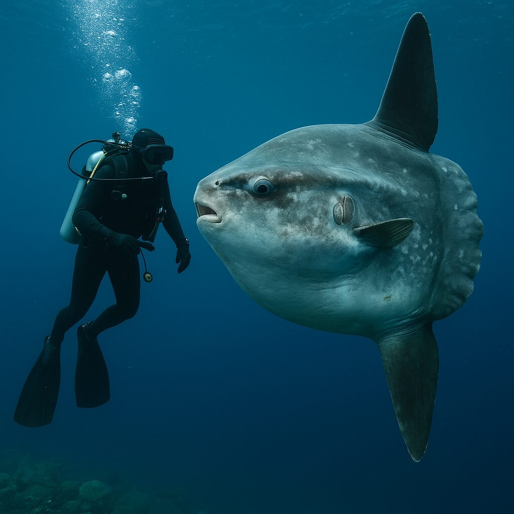 マンボウとダイバー