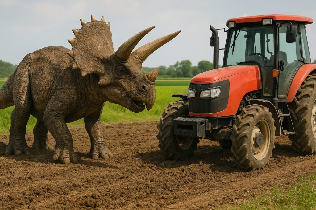 トリケラトプスとトラクター
