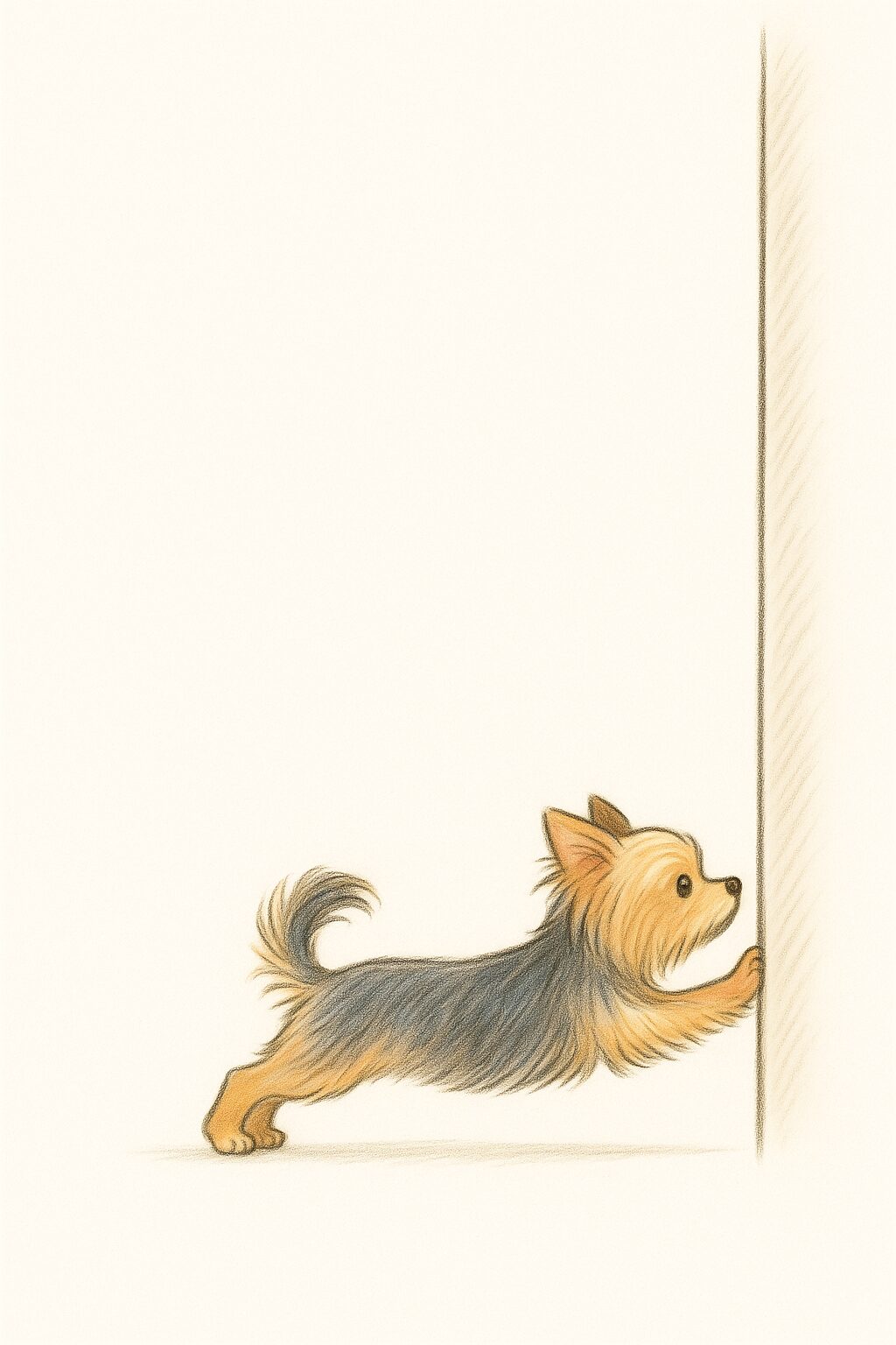 ヨークシャー・テリア 壁を押す イラスト