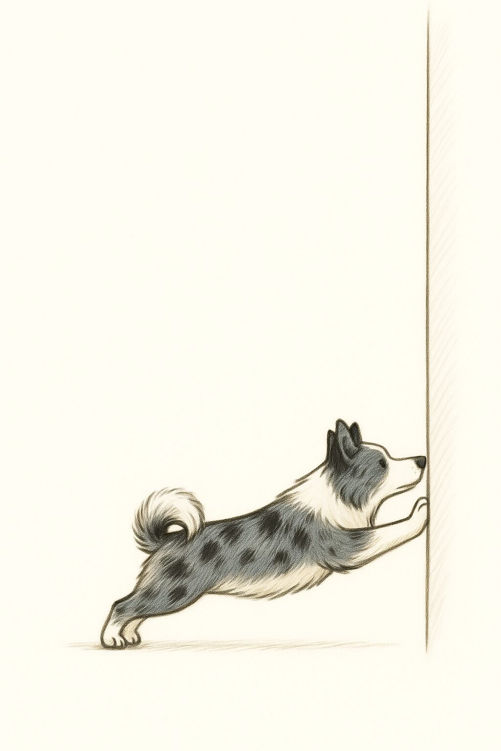 ボーダーコリー 壁を押す イラスト