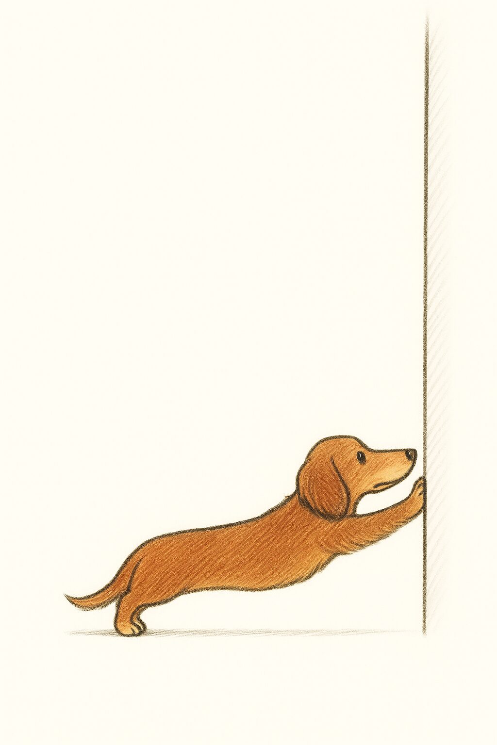 ミニチュアダックスフンド 壁を押す イラスト