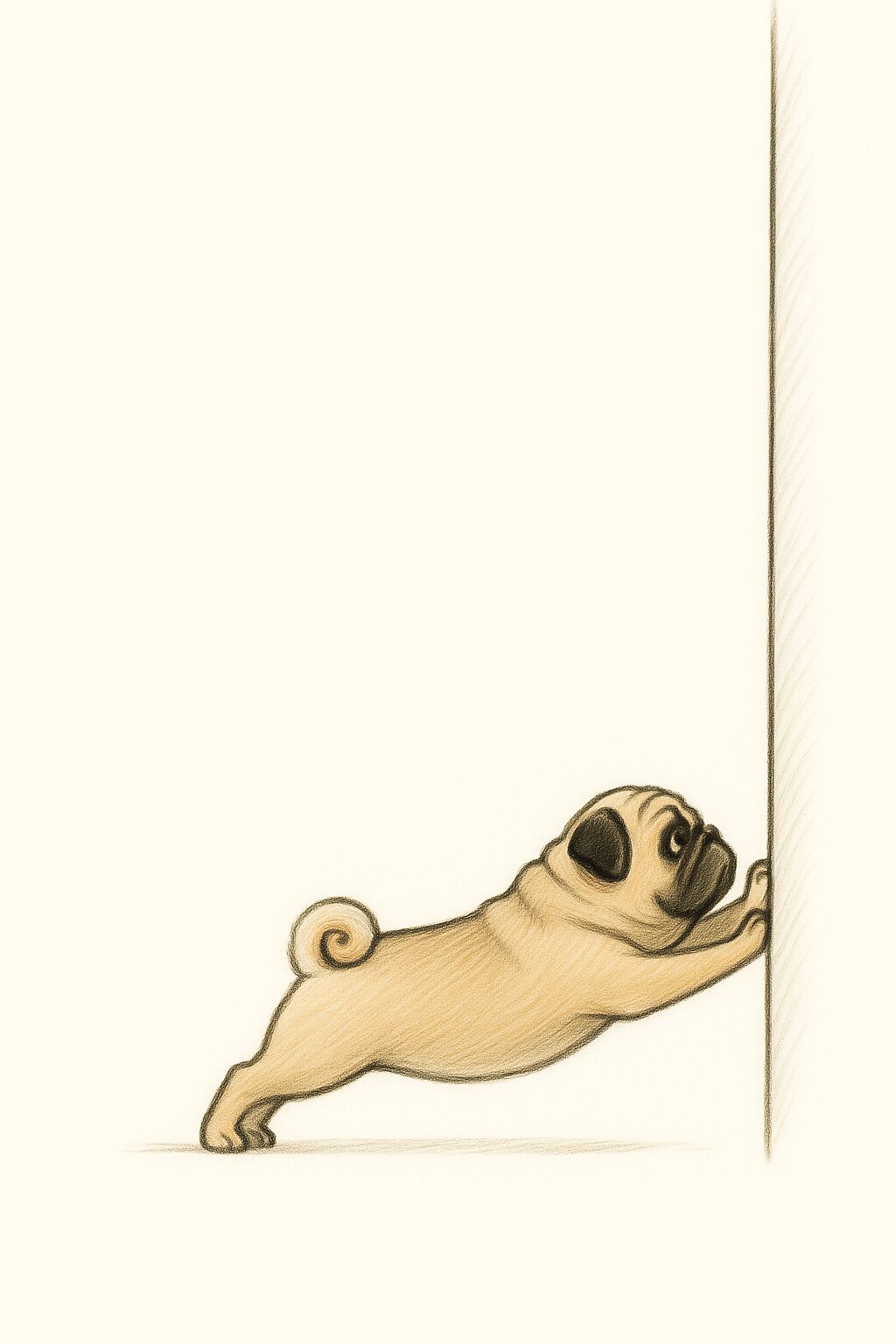 パグ 壁を押す イラスト