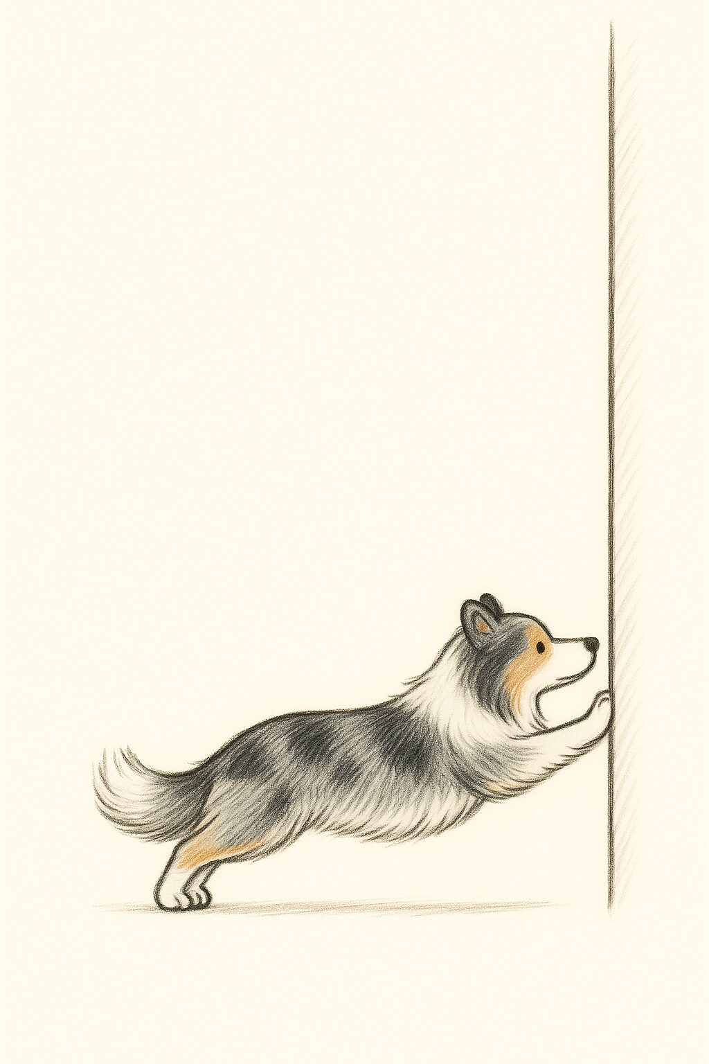 シェルティー 壁を押す イラスト