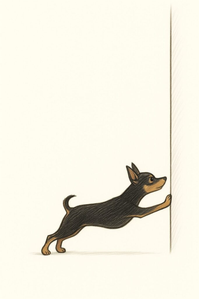 ミニチュア・ピンシャー 壁を押す イラスト