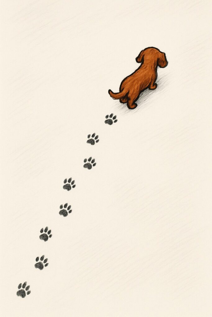 ミニチュアダックスフンドの足跡イラスト