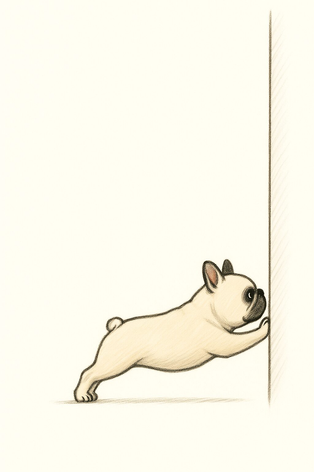 パグ 壁を押す イラスト
