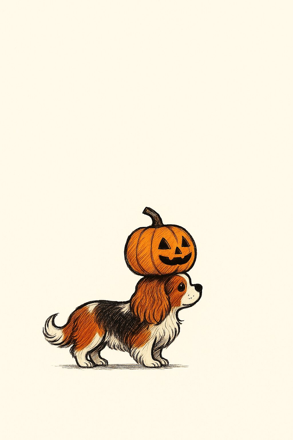 キャバリア・キングチャールズ・スパニエル ハロウィンイラスト