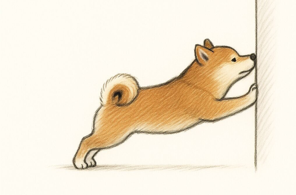 柴犬　壁を押す　イラスト
